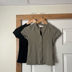 100% Cotton Button Down Henley Tees